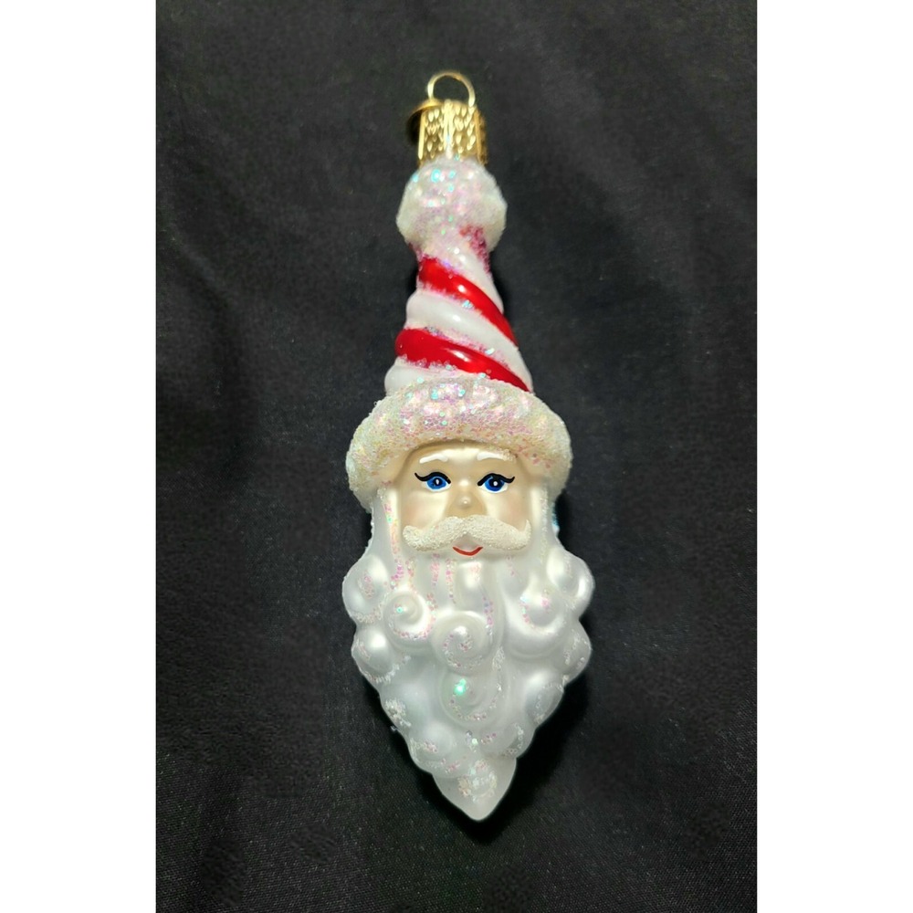 Old World Christmas Peppermint Twist Santa Glass Ornament